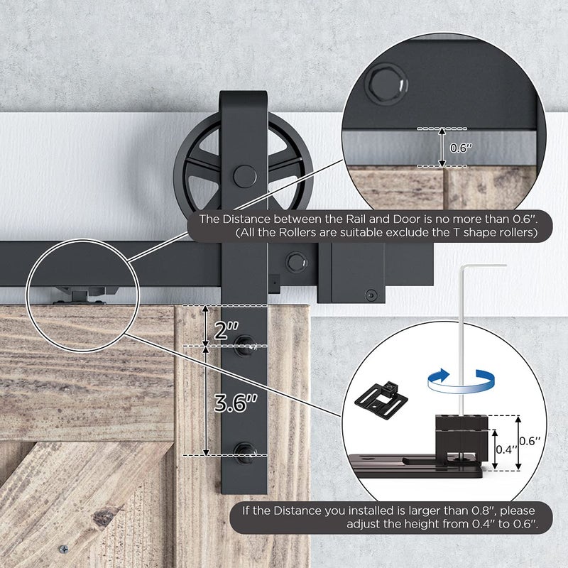 SMARTSTANDARD Barn Door Soft Close Kit, Matching A Door Weighing up to 88 Pounds, Equipped with Spring Buffer Damper, Upgrade Hole-Free Version, 2PCS - Image 3